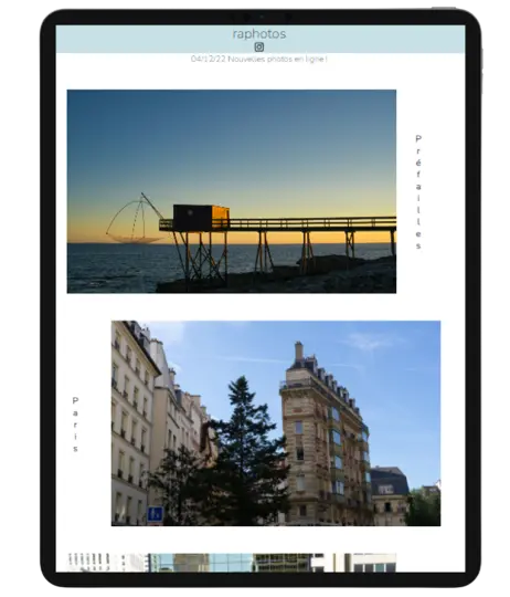 The website shown in tablet format